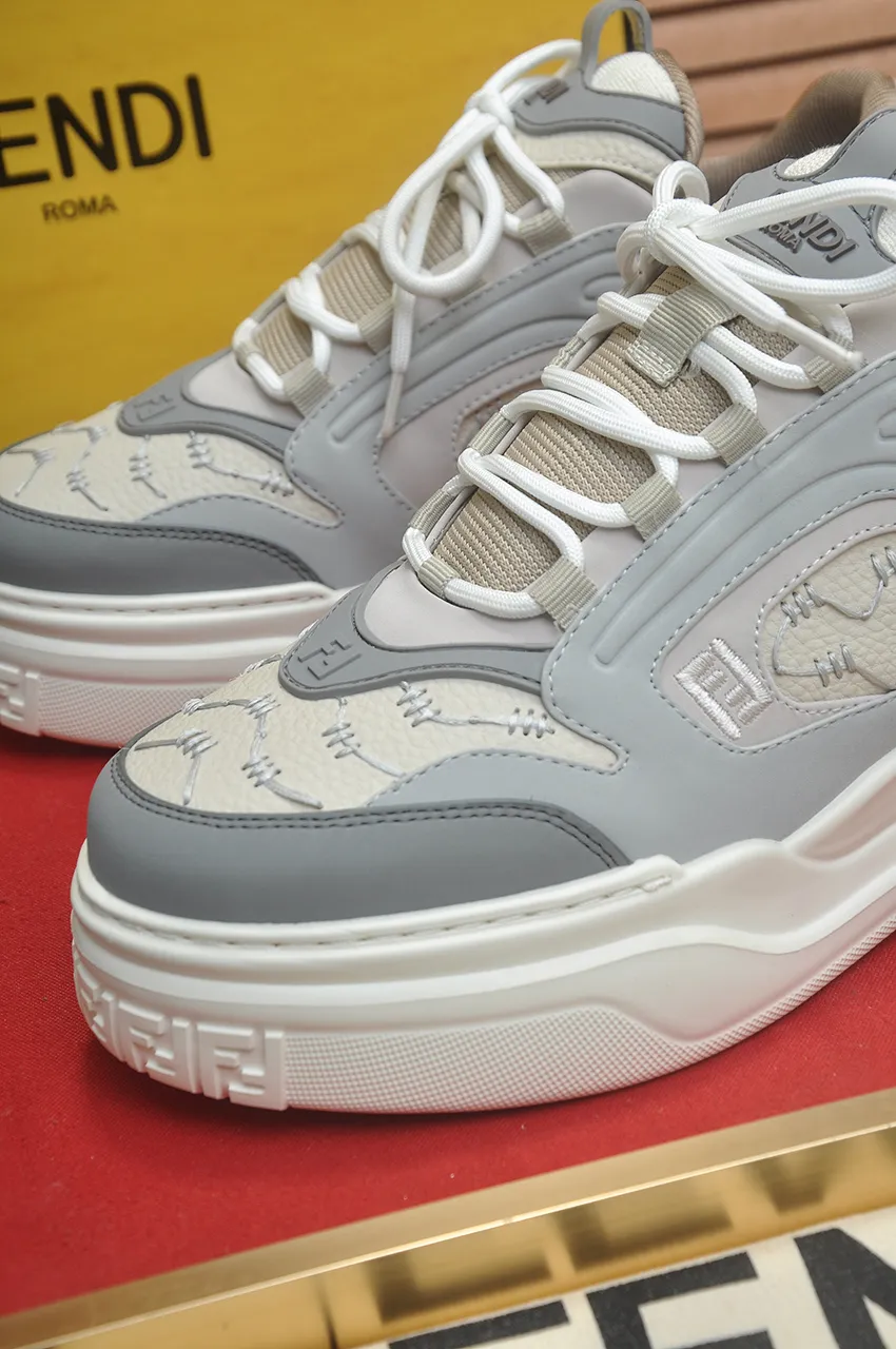 Men's shoes 💰600💶 [Fendi] The latest casual sports shoes 🔥 Many 💑 stars have the same style FD match. The original version is a one-to-one replica. Designer Kim Jones's first fendi match and Donkey brand Trainer basketball sneakers. Material: Original silk mesh. Lining: Breathable mesh. Packaging: Original 1:1 matching high-end packaging. Size: 38-45 (45 is custom-made and cannot be returned or exchanged)